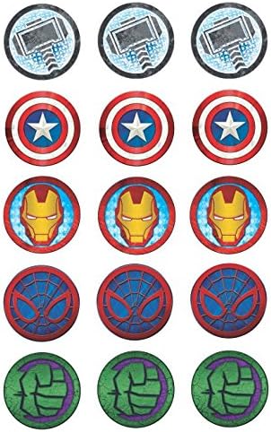 Marvel Avengers Birthday Edible Cupcake Fairy Cake Toppers Decorations x 15 (Wafer Paper)