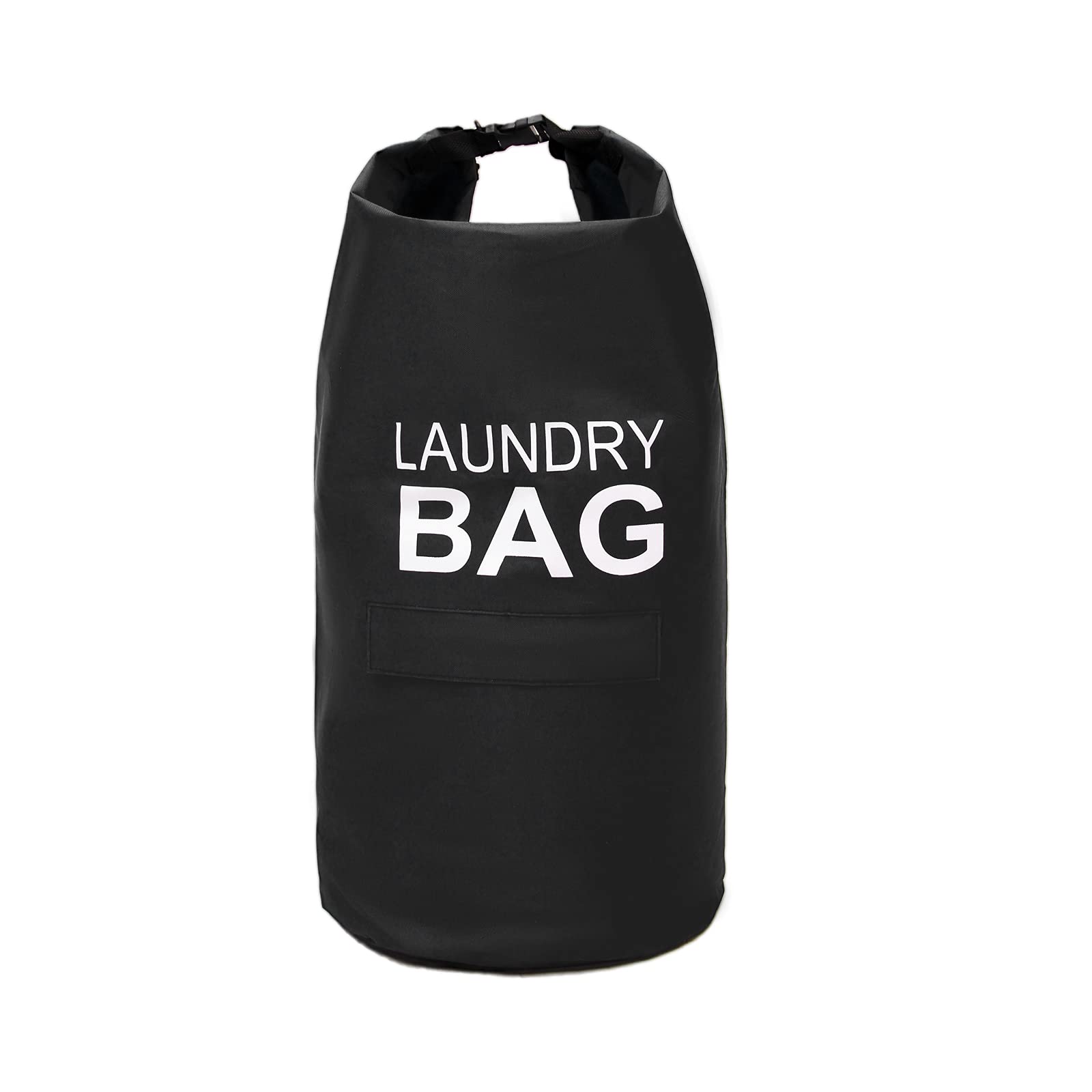 IHOMAGIC Collapsible Fabric Laundry Hamper, Portable Laundry Bag Backpack with Adjustable Shoulder Straps and Pocket, Hanging Dirty Clothes Bag for College, Travel, Laundromat, Apartment 71L (Black)