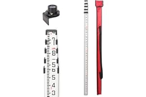 Mountlaser Aluminum Grade Rod 16Foot-10th, 5 Sections Dual Sided Telescoping Leveling Rod with Bubble Level and Carrying Case
