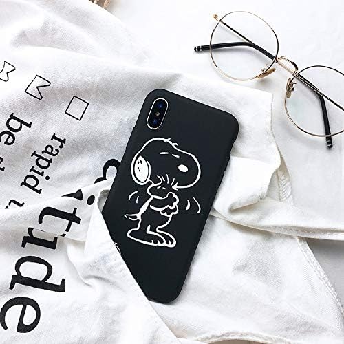 FXILY Cartoon Cute Snoopy Phone Case for iPhone 6 6S 7 8 Plus for iPhone X XR XS MAX Simple Creative Case Black and White