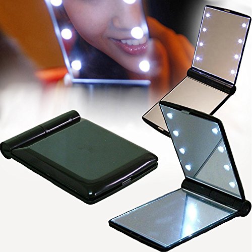 EYX Formula Fashion Girls 8 LED Makeup Mirror Desktop Mirror,Portable Folding Travel Mirror Compact Mirror for Face Beauty - Thumbnail 5
