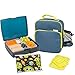 Bentology Lunch Bag and Box Set for Boys, 9 Pieces Total - Kids Insulated Lunchbox Tote, Bento Box, 5 Containers and Ice Pack - Midnight