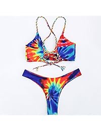 Bikini sexy para dama con diseño de flores trenzadas