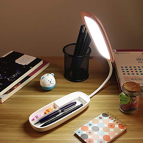 Led Desk Lamp Multi-Function As Pencil Case and Mobile Phone Holder, Soft and Eye-Protecting, Three-Speed Adjustable Light Table Lamp(Pink)