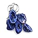 1 (One) Blue Half Occo Geode Silver Toned Key Chain - Rock Paradise Exclusive with COA AM19B6-04