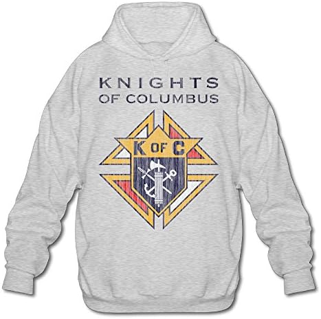 T121 Knights Of Columbus K Of C Geek Long Sleeve Hoodie For Men's Size XL Ash