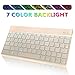 Wireless Bluetooth Keyboard for iPad,Portable Slim 7-Colors Backlit Keyboard,Compatible with iPad Pro 11/12.9,iPad Air,iPad Mini,iPhone and Other Smartphones,Built in Rechargeable Battery-Gold