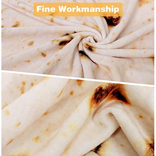 LetsFunny Burrito Tortilla Human Blanket, Burrito Wrap Novelty Blanket Tortilla Towel for Adults/Kids, Giant Round Beach Towel/Throw Blanket/Picnic Blanket (Yellow 3, 71.00)