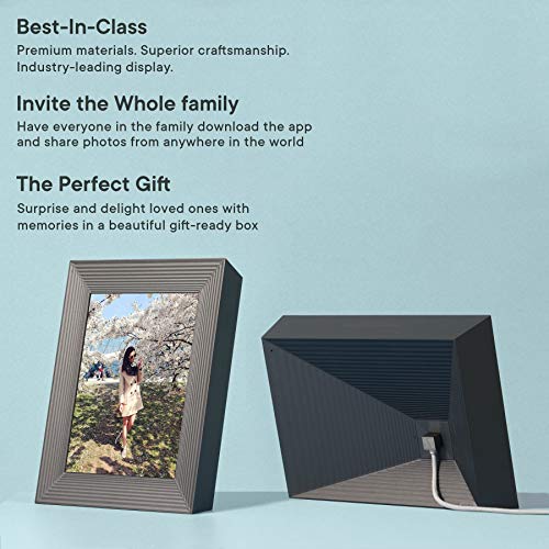 Aura Frames Digital Picture Frame Ultra HD Display - Free Unlimited Cloud Storage - Send 100k Pictures Instantly Via Aura App Share Photos with Family New Touch Bar Control WiFi Enabled Mason Frame