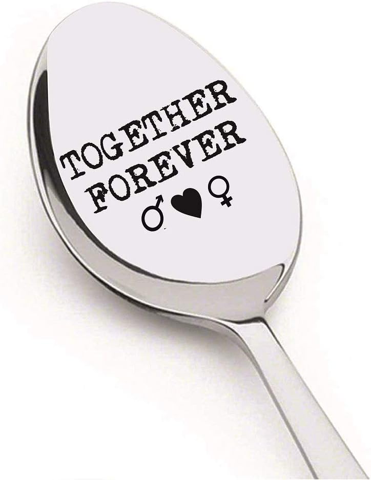 Engraved Spoon Together Forever by Weenca-Stamped Stainless Steel Spoon-Best Love Present for Your Boyfriend/Girlfriend/Husband or Wife-Lifetime Guarantee
