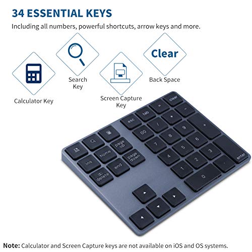 RechargeableBluetoothNumericKeypad, Cofuture Wireless Number Pad