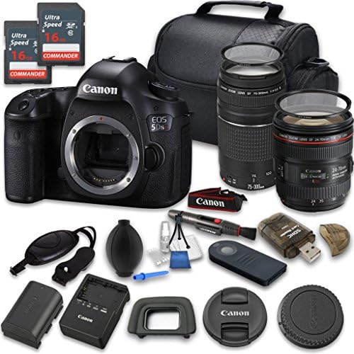 Canon EOS 5DS R Digital SLR with Low-Pass Filter Effect Cancellation with EF 24-70mm f/4.0L IS USM with 2pc 16GB Memory Cards - International Version (No Warranty)