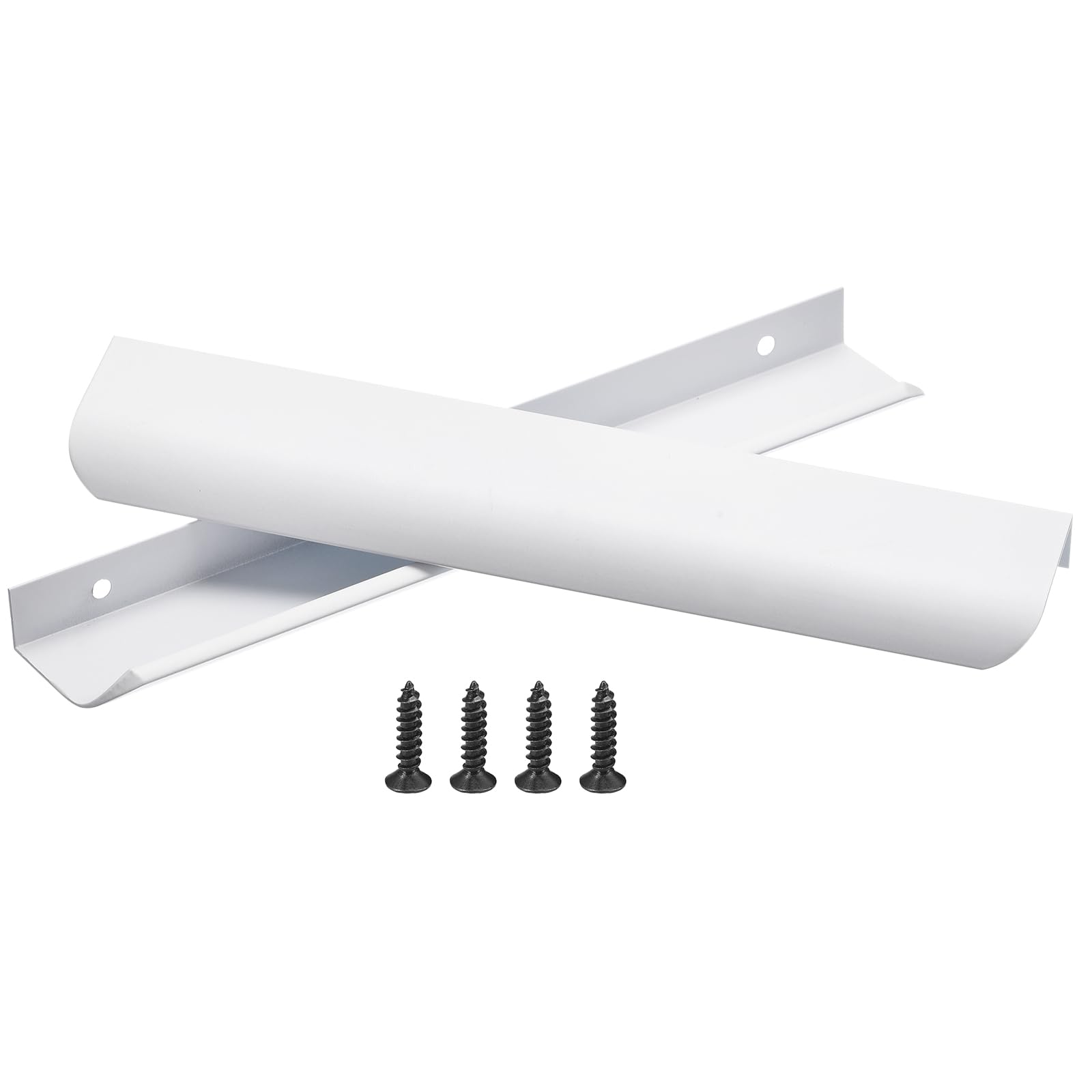 Uxcell 10pcs Finger Pulls for Cabinets, Matte White Edge Drawer Pulls Cabinet Finger Pull 160mm/6.3in Hole Center,Furniture Drawer Handles Hidden Cabinet Handle