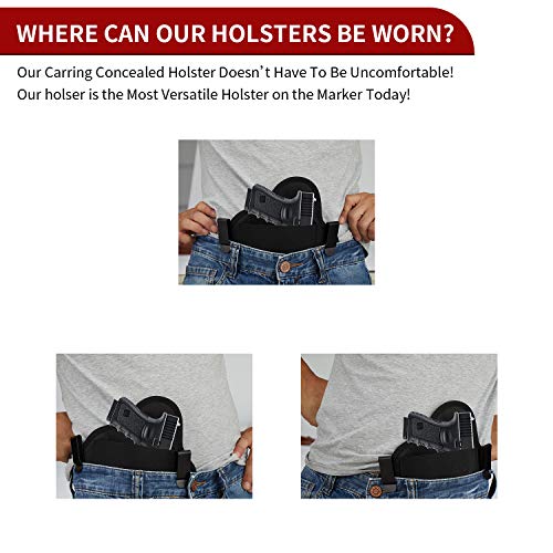 flyfan IWB Universal Holster,Concealed Carry Gun Holster, Holster for Female/Male Fits Glock 21,23,26,39,42/S&W, M&P Shield/Ruger/Taurus, Black