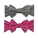 Baby Bling Bows Newborn to Little Girls Hair Bow - Classic Knot Headbands Toddlers Hair Accessories, One Size (2 Pack - Grey and Hot Pink)
