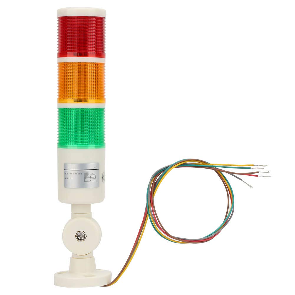 LED Warning Light,Industrial Red/Orange/Green CNC Machine Indicator Alarm Tower Light Safety Stack with Buzzer Sound for machine tools, mechanical equipment 24V DC