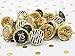 Black and Gold 75th Birthday Party Favor Stickers, Chocolate Kisses Candy Stickers - 180 Labels