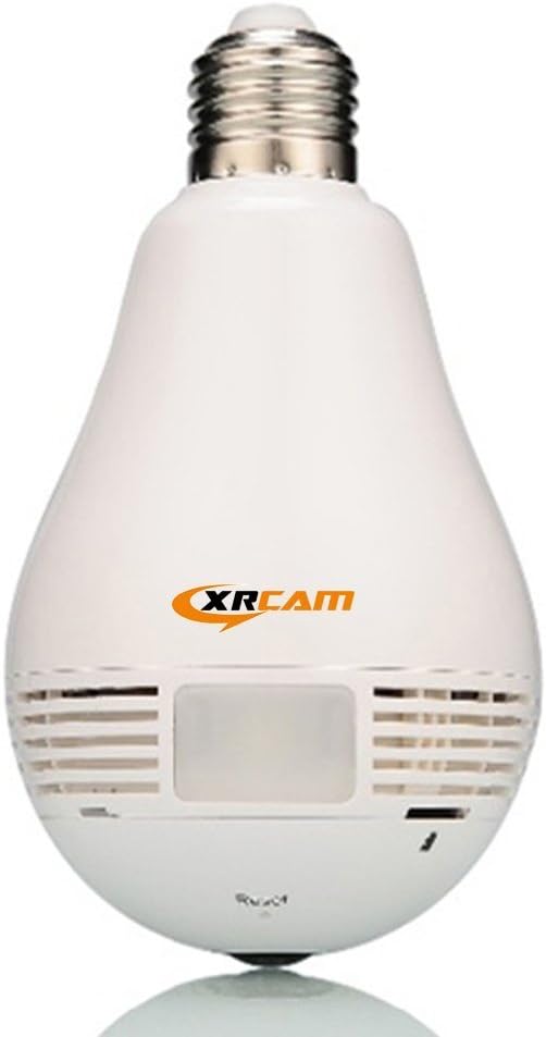 Camera Bulb,XinRong IP Wireless Globe Panoramic Camera 1.3MP 360° Fisheye Remoting Monitoring Home Security Camera LED Bulb Light,with Night Vision, Two-Way Audio and Support 128G SD Card
