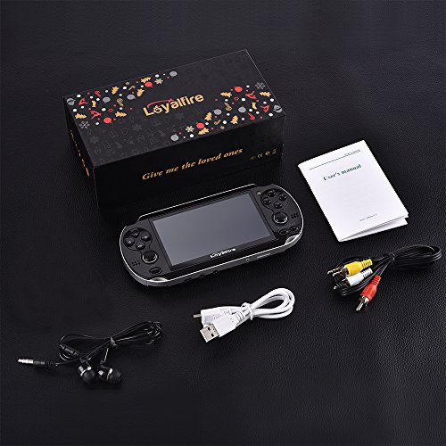 Loyalfire Handheld Game Console, Game Player with 4.3" 64-bit LED Lights 4GB System Portable Video Games, Supports Multiple File Formats, for Birthday Presents Kids Children (Black)