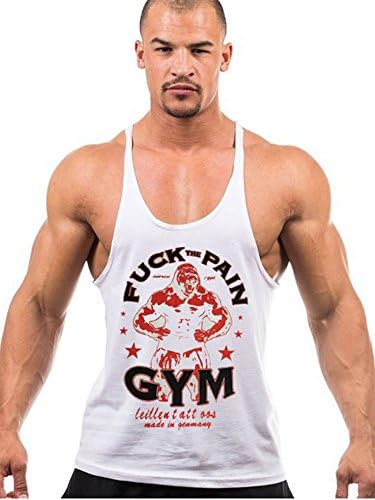 Eastabile Mens Gym Tank Tops Bodybuilding Fitness Workout Vest Tanks (XL, WHITE98)