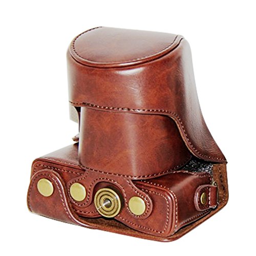 First2savvv full body Precise Fit PU leather digital camera case bag cover with should strap for Canon EOS M100 wish 15-45mm Lens + Cleaning cloth XJD-EOS M100-10