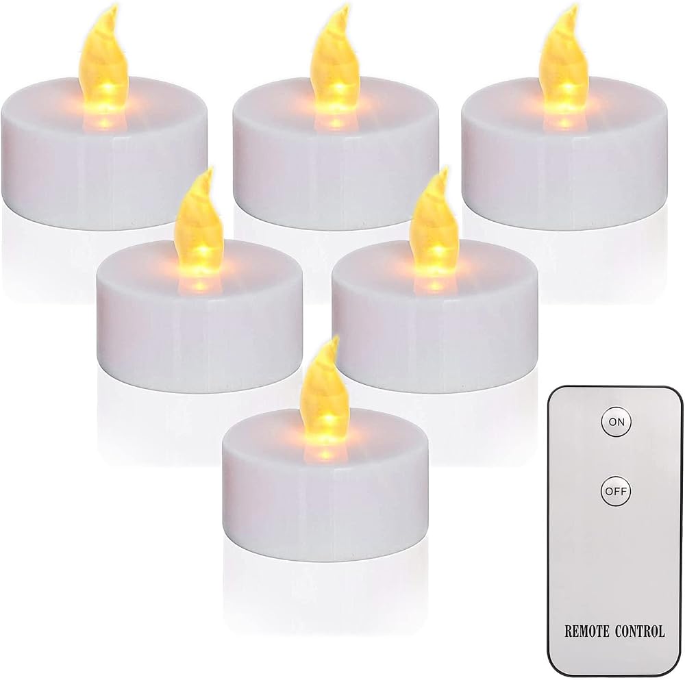 Jialine 12 Pack Flameless LED Tea Lights with Remote Flicker Warm Yellow