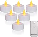 Jialine 12 Pack Flameless LED Tea Lights with Remote Flicker Warm Yellow