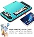 Vofolen Case for Galaxy Note 5 Case Wallet Card Holder ID Slot Dual Layer Protective Cover Anti-scratch Hard Shell Shock Absorbing TPU Soft Tough Bumper Armor Case for Samsung Galaxy Note 5 (Sky Blue)