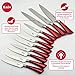 Red Knife Set by Kniv | Chefs, Paring, Utility, Carving, Bread, Steak Knives, 11 Comfortable Good Weight Pieces, Cut Like a Professional Chef (Sharp Wedding Gift)