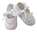 Lauren Madison Baby girl Christening Baptism Shantung Ballerina Slipper, White, Small