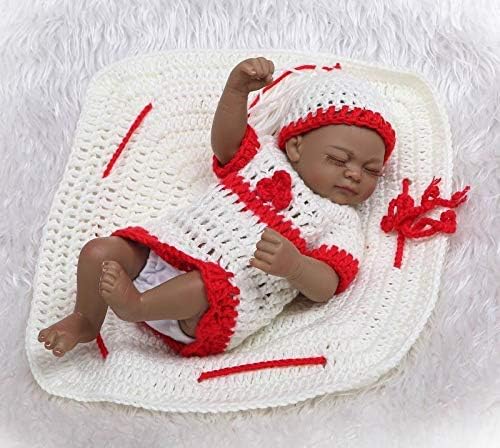 Fan Moon Baby Doll Full Body Soft Silicone Mini White Knitting Bib Girl 11 Inch