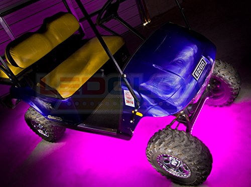 LEDGlow 4pc. Pink LED Golf Cart Underbody Underglow Light Kit - Water Resistant Flexible Tubes - Includes Wireless Remote