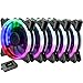 upHere 5-Pack Wireless RGB LED 120mm Case Fan,Quiet Edition High Airflow Adjustable Color LED Case Fan for PC Cases, CPU Coolers,Radiators system RGB123-5