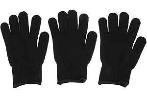 Outanaya 3pcs Heat-resistant Hair Curler Mittens Black Protective Gloves for Hair Styling Suitable for High Temperatures up t
