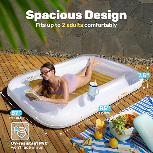 Sloosh Gonflable mats 178 x 116 cm pour Piscine, Bain de Soleil pour Adultes, Flotteur de Piscine, Matelas Gonflable pour Adultes, divertissements d'été, fête Aquatique (Fleur Violette)