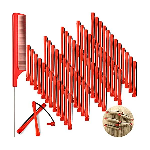 60-Pieces-Hair-Perm-Rods-Short-Cold-Wave-Rods-Plastic-Perming-Rods-Hair-Curling-Rollers-Curlers-with-Steel-Pintail-Comb-Rat-Tail-Comb-for-Hairdressing-Styling-Supplies-Red02-Inch 60 Pieces Short Hair Perm Rods Cold Wave Rods Plastic Perming Rods Hair Curling Rollers Curlers with Steel Pintail Comb…