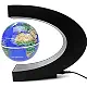 Senders Floating Globe with LED Lights C Shape Magnetic Levitation Floating Globe World Map for Desk Decoration (Black-Silver)