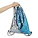 MHJY Sequin Bag Mermaid Drawstring Backpack Sports Beach Dance Bag (Lake Blue/Sliver)