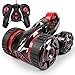 SZJJX Five Wheels Race Stunt Car 2WD Remote Control RC Vehicle with LED Headlights Extreme High Speed 360 Degree Rolling Rotating Rotation Red