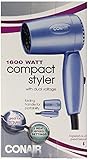 Conair Vagabond Compact 1600 Watt Folding Handle Hair Dryer; Blue