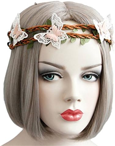 Qhome Beauty Bride Crown Headband Vines Butterfly Beach Floral Hair Accessory