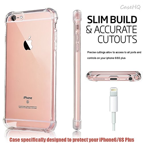 [2Pack]iPhone 6S Plus Case iPhone 6 Plus Case, CaseHQ Crystal Clear Enhanced Grip Protective Defender cover Soft TPU Shell Shock-Absorption Bumper Anti-Scratch Air Cushioned 4 Corners-clear+clear - Thumbnail 6