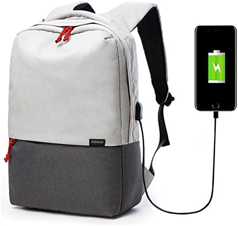 Hmulan High Capacity Laptop Backpack with USB Charging Port Travel Casual Notebook School Bag (Beige)