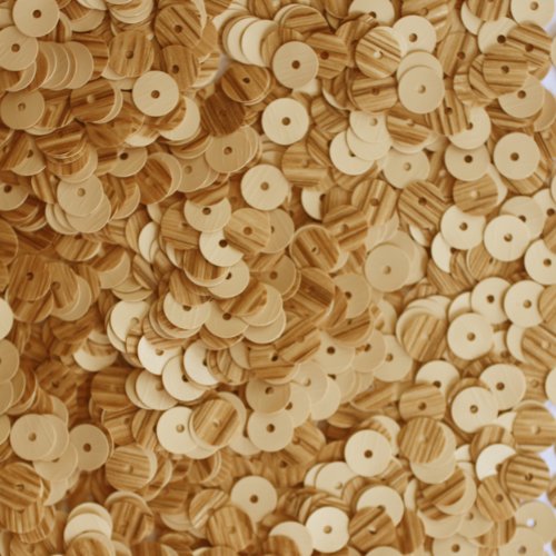 6mm Flat Round SEQUIN PAILLETTES ~ WOOD GRAIN * RED OAK * Premium ~ Loose sequins for embroidery, bridal, applique, arts, crafts, and embellishment. Made in USA.