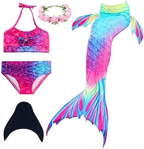 Mermaid Tail Swimming Princess Bikini Set Swimsuit Bathingsuit for Girls with Fin