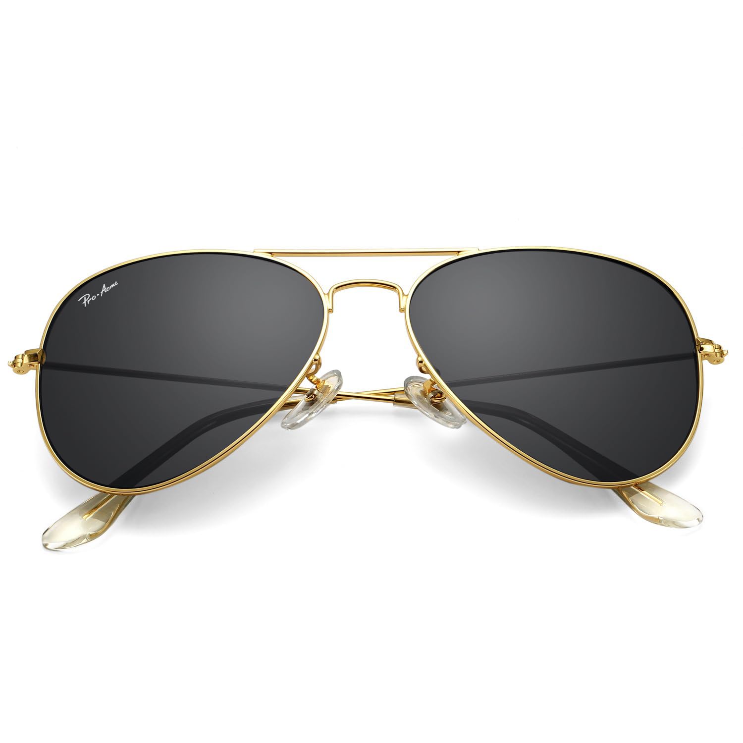 Photo 1 of ***MISSING ONE LENSE***Pro Acme Classic Aviator Sunglasses for Women & Men Real Glass Lens Metal Frame UV400 Driver Sunglasses, 58 MM(Gold/Grey)