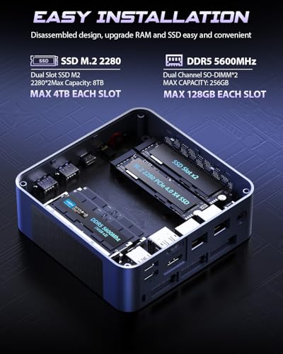 BOSGAME P3 Mix Mini PC Windows 11 Pro AMD Ryzen 5 7640HS fino a 5,0 GHz, 16 GB DDR5 512 GB SSD Mini Computer| Triplo Display 4K HDMI DP USB4, Dual LAN 2.5G, WiFi 6E, Bluetooth 5.2 per Home e Ufficio
