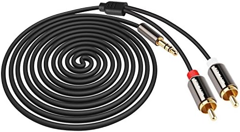 komkaer 3.5mm RCA Audio Cable 1 Male to 2 Male Stereo Y Splitter Adapter Cable for Iphone, TV, Mp3, Ipad 6.6 Feet Black