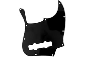 Musiclily Pro 5-String 10-Hole Contemporary J Bass Pickguard for Fender Mexican Jazz Bass, 3Ply Black