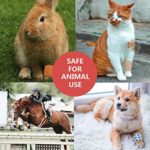 MUEUSS Vet Wrap Non-Woven Elastic Bandage Pet Animals Supply (Leopard Print, 4Inches/6 roll)